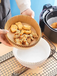 50PCS Fryer Paper Liner เตาอบไมโครเวฟ Non-Stick Disposable Round Fryer Baking Paper for Kitchen