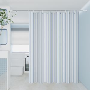 The classic blue and white striped dry-wet separation partition shower curtain is suitable for various decoration styles