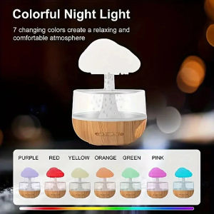 Home Colorful Rain Cloud Humidifier Mushroom Cloud Raindrop Atmosphere Lamp Night Light Essential Oil Small Aromatherapy Machine