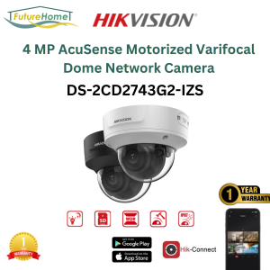 SG LOCAL Hikvision 4 MP AcuSense Motorized Varifocal Dome Network Camera DS-2CD2743G2-IZS Futurehome