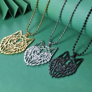 Hollow Double Hole Wolf Head Pendant Stainless Steel Necklace Mens And Womens Fashion Party Talisman Jewelry Gift