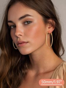 Large Circle Hoop Earrings for Women Minimalist Lightweight Thin Hoop Earrings Classic Gold Hoops Everyday Wear 30/40/50/60mm