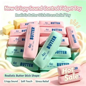 Bandai | Butter Stick Squishy Stress Ball Fidget Toy Crunchy Squeeze Toy Round Blocks Filled ASMR Anti Stress Release Hand Relax Gift Toy