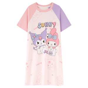 MiiOW | ชุดนอนเด็กผู้หญิง MiiOW ฤดูร้อน แขนสั้นบาง ลายการ์ตูนน่ารัก เสื้อผ้าใส่อยู่บ้านสำหรับเด็กวัยกลางคน