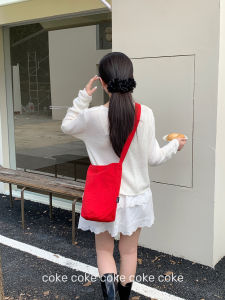 Fall Atmosphere Simple Pure Color Bucket Crossbody Bag Fresh Small Dose Lazy Casual Single Shoulder Womens Bag Canvas Material