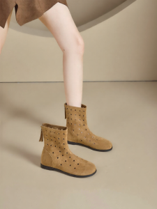 Josiny | Breathable Perforated Daisy-Perf Womens Summer Height Increasing With Zipper Boots