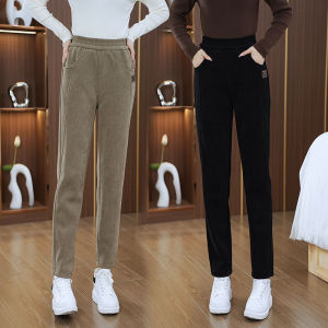 Fall/Winter Harem Pants Velvet Padded Casual Pants 2024 New Arrival Slim Looking High Waist Straight-leg Heattech Pants Baggy Jogger Pants