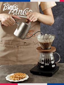 Bincoo ฝาปิดกระปุกกาแฟแบบเคลื่อนที่ขนาดเล็ก Mini Portable Long Mouth Fine Neck Stainless Steel Hang Ear Coffee Dripper