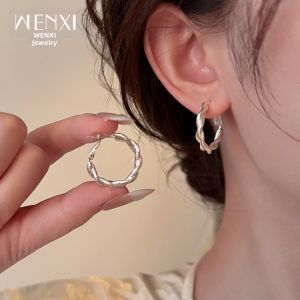 WENXI | Elegant Light Silver Twisted Earrings