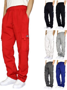 Loose Mens Workwear Sports Pants Casual Solid Color Long Trousers Breathable Comfortable Straight Leg Work Style