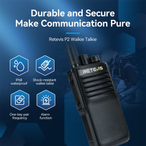 Retevis P2/P62 2 Way Radios Long Range IP68 Waterproof Walkie Talkies Two Way Radio with Speaker Mic Noise Cancelling High Power 2500mAh for Construction Security(2 Pack)