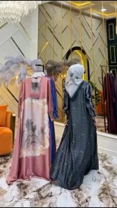 SIERRA by ALMEYRA - Gamis Set Hijab Segi Empat Armani Silk Printing Motif Bunga Mewah