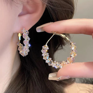Exquisite Rhinestone Ear Circle Korean Fashion Elegant Earrings Jewelry Accessories for Cool Girls