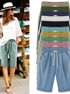 High Waist Solid Color Five Quarter Pants Womens Street Style Harlan Pants Loose Fit Summer Collection China Made