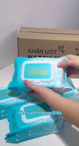 TỔNG KHO_Combo 05 gói khăn ướt Happy Kids gói 100 tờ không mùi không parabens chuyên dùng cho em bé