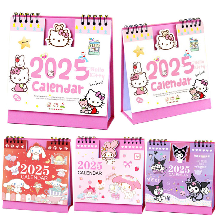 Sanrio 2025 Cartoon Calendar Hello Kitty Kuromi Desk Calendar Ornament