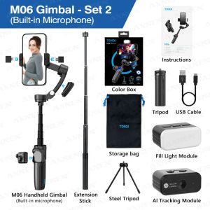 AXNEN | Intelligent AI Tracking 3-Axis Handheld Gimbal M06 with Wireless Lavalier Mic Fill light  for iPhone Android Phone Video Vlog