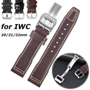 Folding Buckle Leather Watch Band 20mm 21mm 22mm Universal Men Women Straps for IWC for Pilot Series Cowhide Soprt Bracelet Belt
