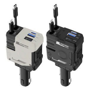 【Ready】【Vktech】ที่ชาร์จโทรศัพท์ในรถยนต์เร็วแบบ4 In 1เครื่องชาร์จไฟในรถถอดได้อะแดปเตอร์ชาร์จเร็วปรับมุมได้อุปกรณ์เสริมรถยนต์120W