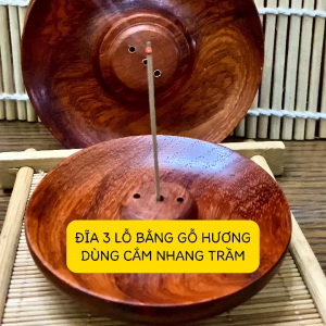ĐĨA 3 LỖ GỖ HƯƠNG CẮM NHANG TRẦM KHÔNG TĂM CÓ TĂM- TIỆN LỢI BỀN ĐẸP TINH TẾ- TANUSTORE