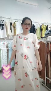 Đầm bầu mẫu mới - Váy bầu hoa nhí sang trọng quý phái