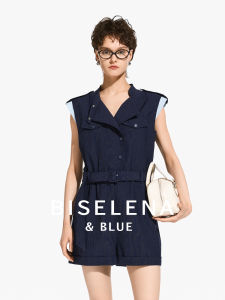BEIQIANI | Vintage Workwear Linen Jumpsuit