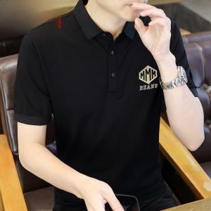 HENGYUANXIANG | Fashionable Short Sleeve Mens T-Shirt Pure Cotton Embroidered Polo Shirt Youth Pop Style Standard Fit Anti-Wrinkle Summer Wear