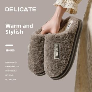 MONLEYTA | Anti-Odor Antibacterial Thick Bottom Cotton Slippers Indoor Home Anti-Slip Plush Womens Slippers Couple Slippers Winter 2024