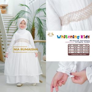 WHITENING DRESS - GAMIS ANAK PUTIH MIX DENGAN RENDA PLUS JILBAB BAHAN RAYON TWILL