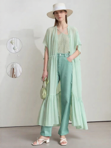 AMII | Romantic and Flounced Long Chiffon Shirt
