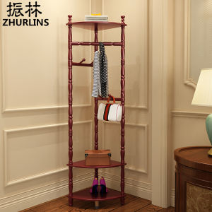 Coat Rack Floor Bedroom Solid Wood Hanger Corner Multifunctional Storage Shoe Rack Minimalist Corner American Clothes Hanger