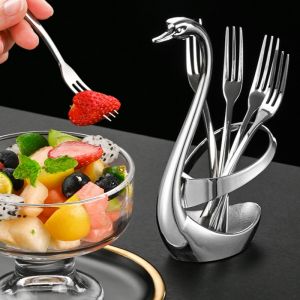 Creative Thick 304 Stainless Steel Fruit Dessert Forks Set 2-Prong