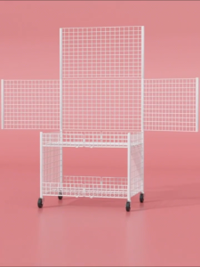 Upgraded Double Wings Side Bargain Rack Sale With Wheels Heavy Duty Folding Mobile Cart Display Stand Rack Night Market Cart Collapsible Rack