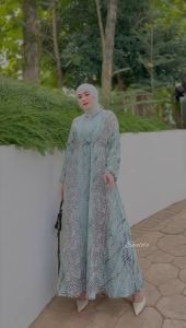 Gamis Shalda Batik SAGE SILK SUTRA DRESS💚🤍 Keren Elegan Bahan Tebel dan Adem