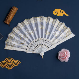 J.D. พัดสวย สีแดง (23 cm) พัดจีนสวยๆ Hand Fans