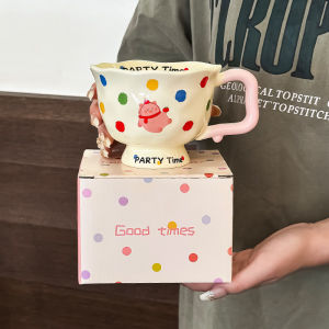 Cute Ceramic Coffee Mug for Women New Designed Breakfast Cup Office Home Use Drinking Cup with Lovely Design