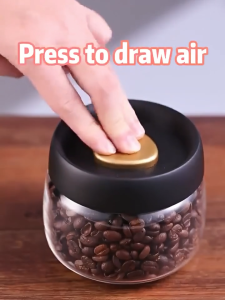 ALX MALAYSIA1250mL Airtight Container Coffee Sealed Jar Borosilicate Glass Press Type Wide Mouth Vacuum Jar Bekas Makanan 密封罐