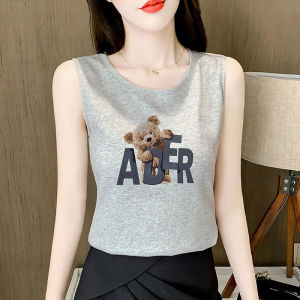 Áo Vest Cotton Không Tay Mùa Hè 2025 Cho Nữ Phong Cách Hàn Quốc Đa Năng Mặc Trong Và Ngoài Thời Trang Áo Thun in Họa Tiết