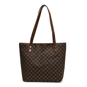 Trendy Large Capacity Womens Tote Bag Commuter Bag Handheld Soft Surface PU Leather Geometric Pattern Fashionable Bag