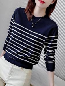 Yuhuaniao  | Striped Round Neck Cashmere Long Sleeve Knitwear