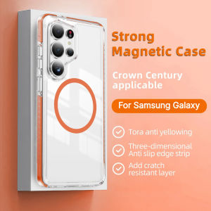 Transparent For Magsafe Phone Case Anti-yellow PC+TPU For Samsung S26 Ultra S25 S24 Plus S23 Anti-slip Silicone Protective Cover