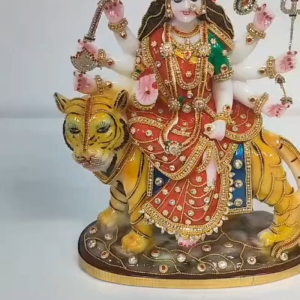 Durga Maa Idol on Tiger | Durga Pooja Navrathri Diwali Gifting (Pack of 1 | Size - 11.5 *9.5 Inches)