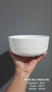 Mangkok Makan Keramik 15CM (1PCS) Putih Polos By Indo Keramik / Mangkok Soup Keramik / Mangkok Keramik / MK16-HU