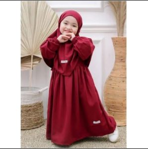 Baju Gamis Anak Perempuan Terbaru Set Jilbab Gamis Putih Anak Manasik Haji Tk
