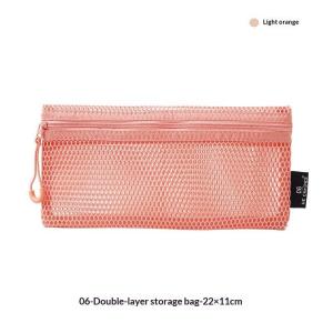 【M】Breathable Mesh Zipper Storage Pouch Visible Large Capacity For Makeup Brush Pencil Case Stationery Cosmetics Cables Travel