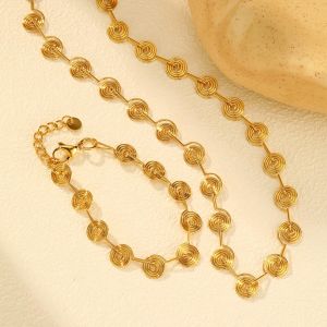 Kemstone Stainless Steel Geometric Spiral Necklace and Bracelet Set for Women Fashion Jewelry