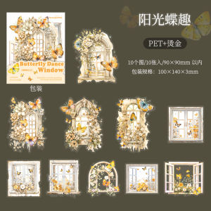 Nhãn Dán PET Thêu Viền Vàng DIY Trang Trí Cửa Sổ Phong Cách Thủ Công Phong Cách Nhật Bản Chất Liệu Khung Ảnh Trang Trí