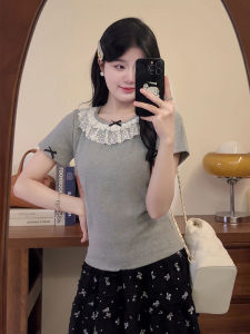 Áo Thun Tay Ngắn Màu Xám Ngọt Ngào Cay Nồng Cho Nữ Mùa Hè 2025 Thiết Kế Mới Dáng Ôm Vừa Vặn Ngắn Gọn Đa Năng