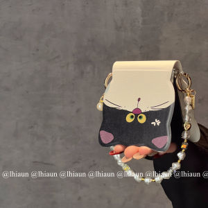 Lhiaun Cartoon Tom Cat Side Buckle Foldable Screen Phone Case Compatible with Xiaomi Mixflip2 Zflip7/6 Samsung Pocket2 Honor Vflip