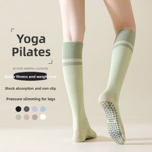 Womens Fitness Long Socks Professional Running Jump Rope Anti-slip Yoga Socks Pressure Leg Exercise Socks Summer Sport